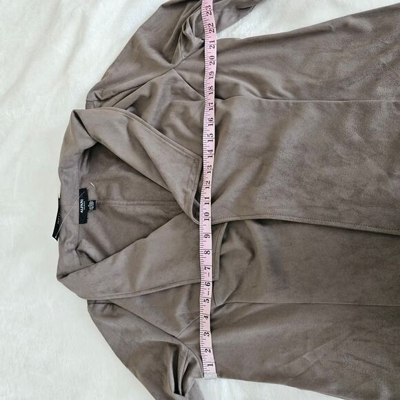 NWT Alfani Women's Faux Suede Open Front Jacket - Taupe, Size 1X, - Picture 4 of 5